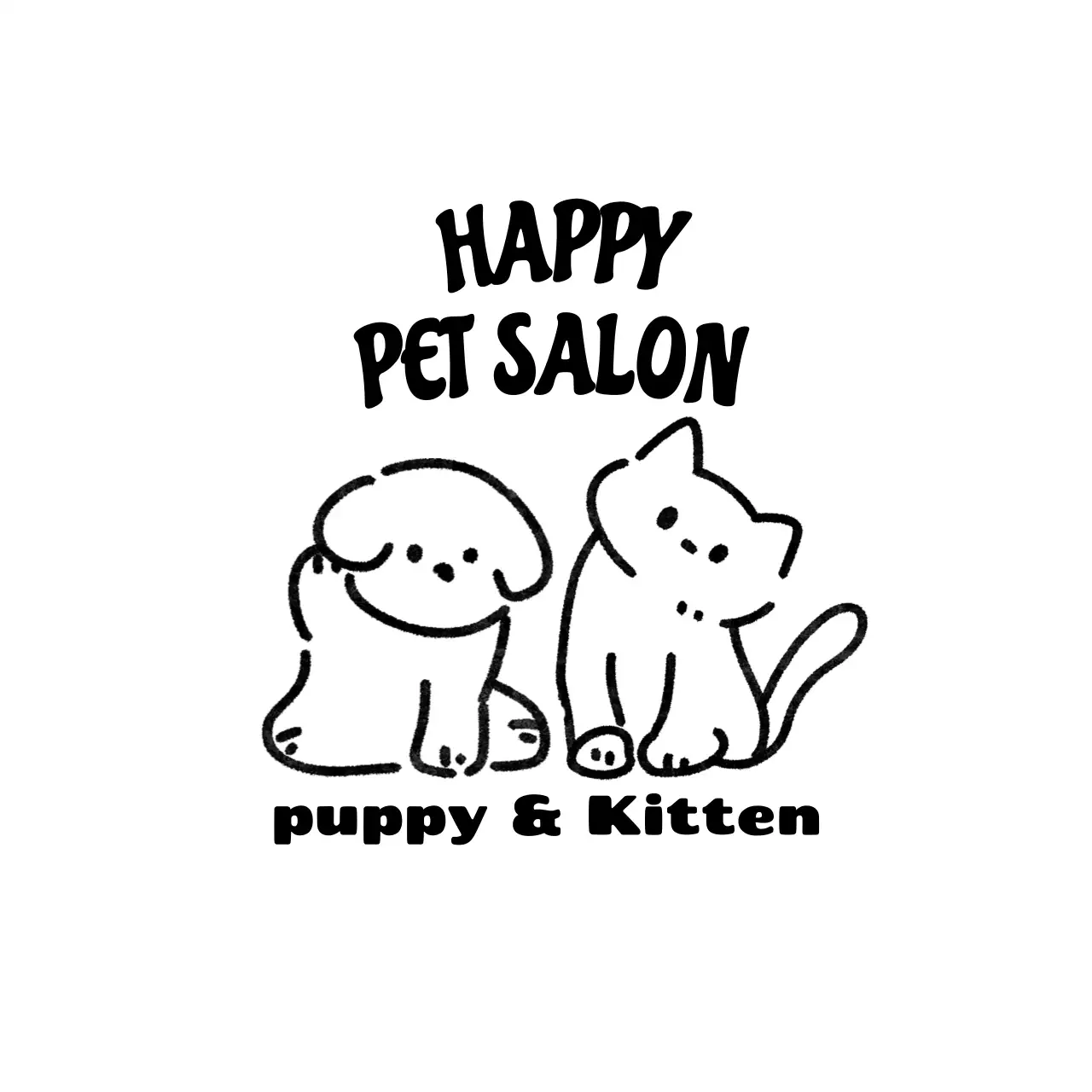 귀여운 드로잉 일러스트의 애완동물 미용샵