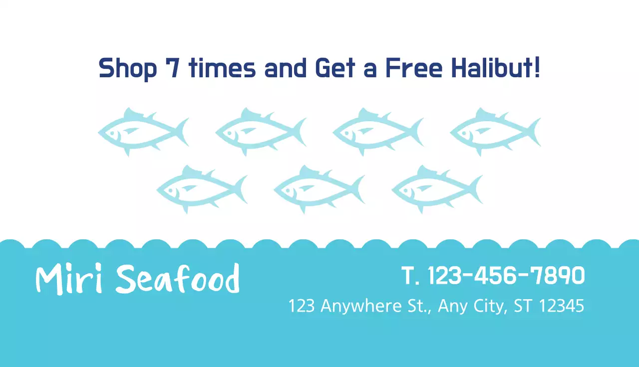 Blue Minimal Seafood Business Card