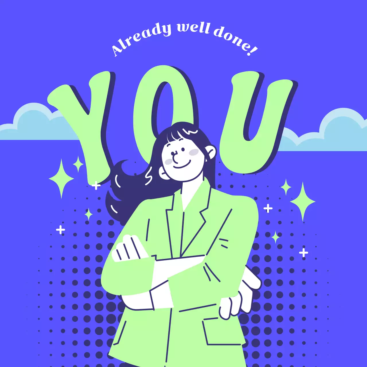 블루 팝 모티베이션 포스터 소셜 미디어 포스트