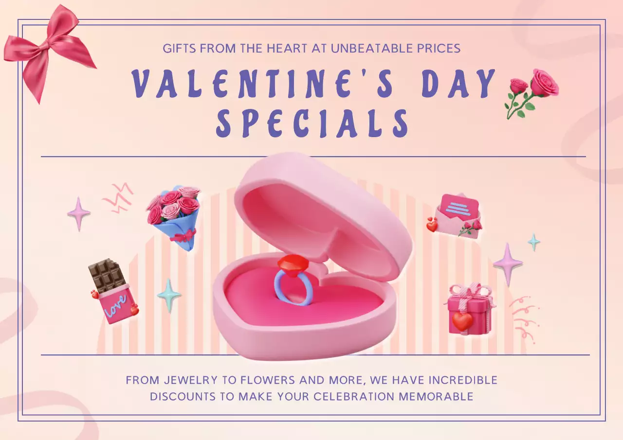 Pink Trendy Valentine's Day Promotion Poster
