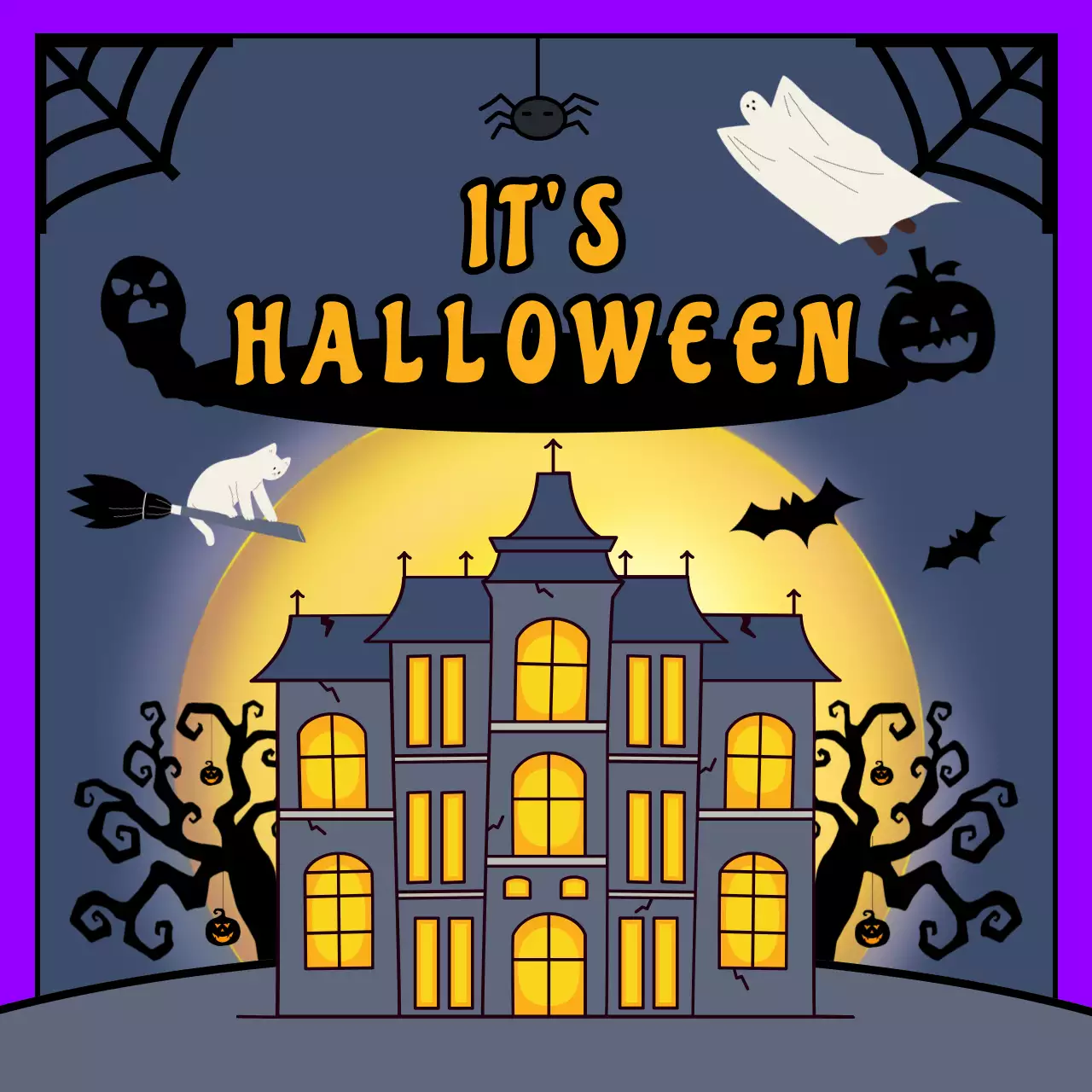 Purple Retro Halloween Guide Social Media Post