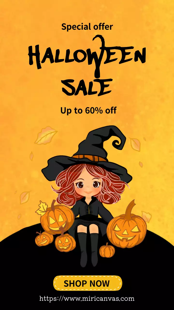 블랙 앤 옐로우 프로페셔널 할로윈 세일 당신의 이야기