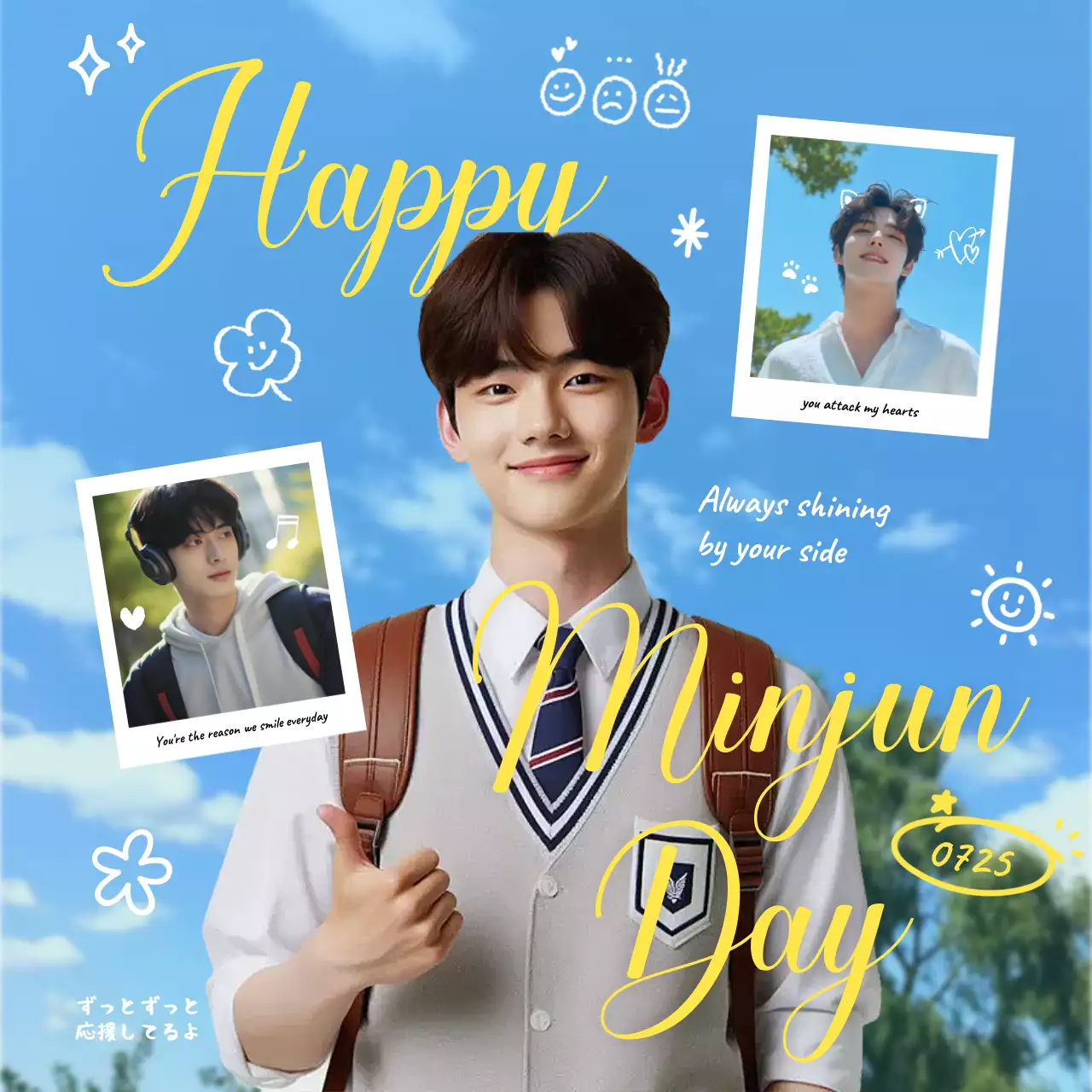 青 かわいい 記念日 ポスター ピュアセンイル