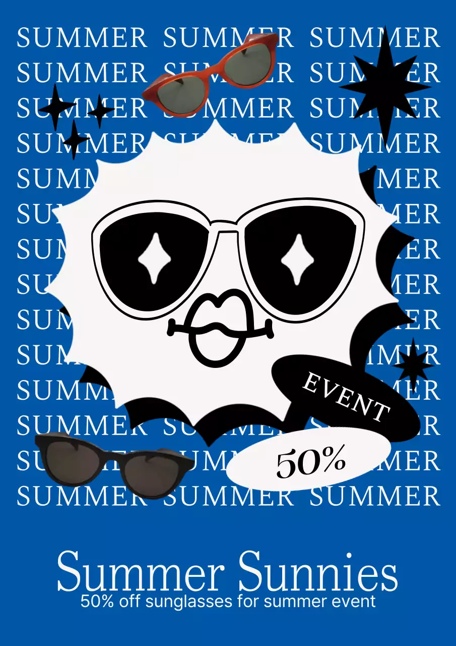 블루 트렌디 선글라스 프로모션 포스터