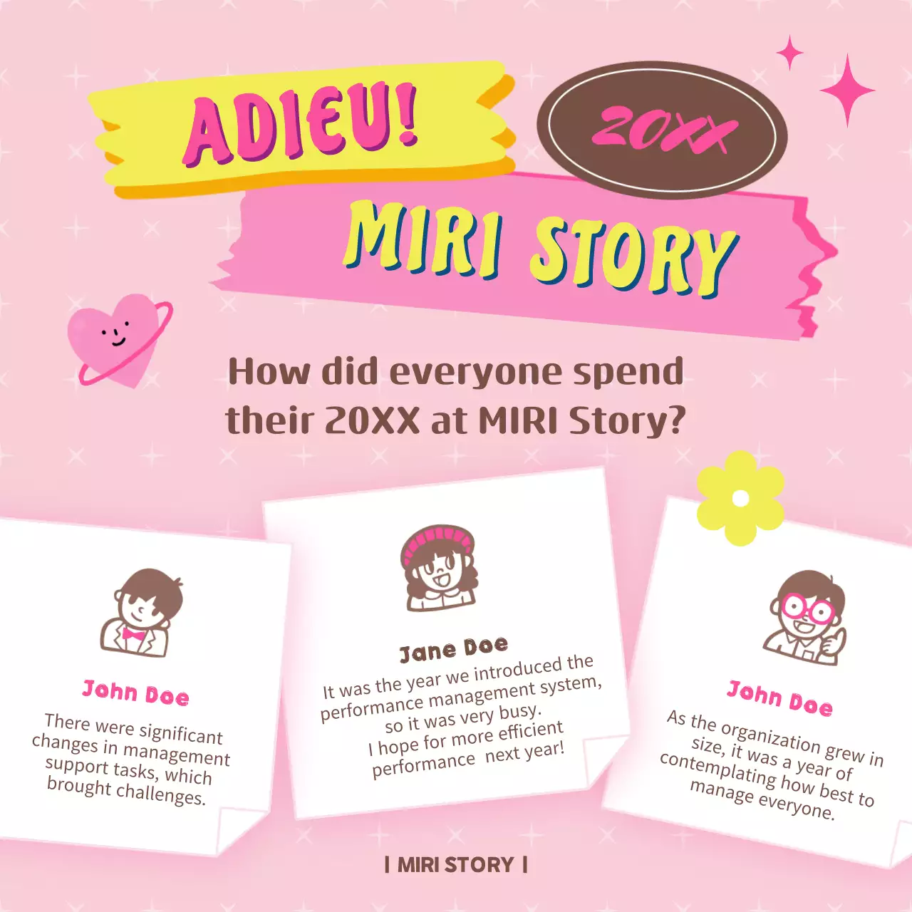 핑크 레트로 작별 카드 인스타그램 포스트