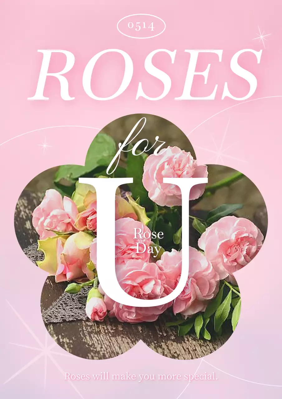 핑크색 그라데이션의 사랑스러운 장미 이미지의 발렌타인 데이