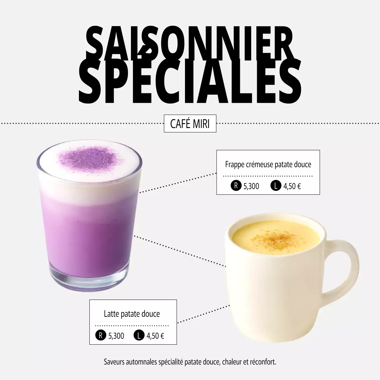 Promotion du menu du Yeonbora Modern Cafe