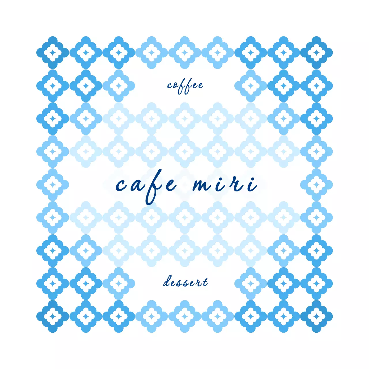 青 幾何学 パターン コースター