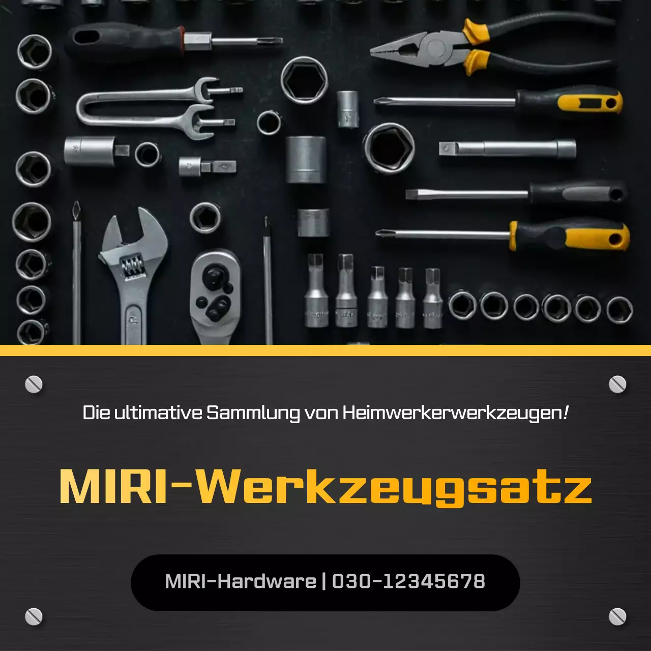 Werbung für ein einfaches Werkzeug in Schwarz