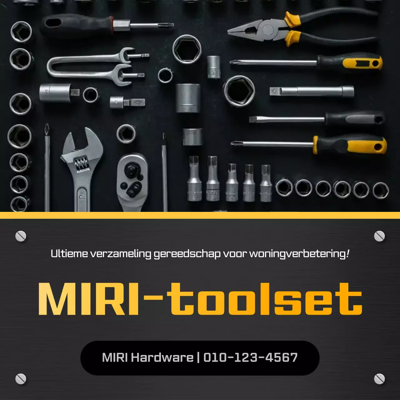 Zwarte eenvoudige gereedschapsadvertentie