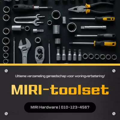 Zwarte eenvoudige gereedschapsadvertentie