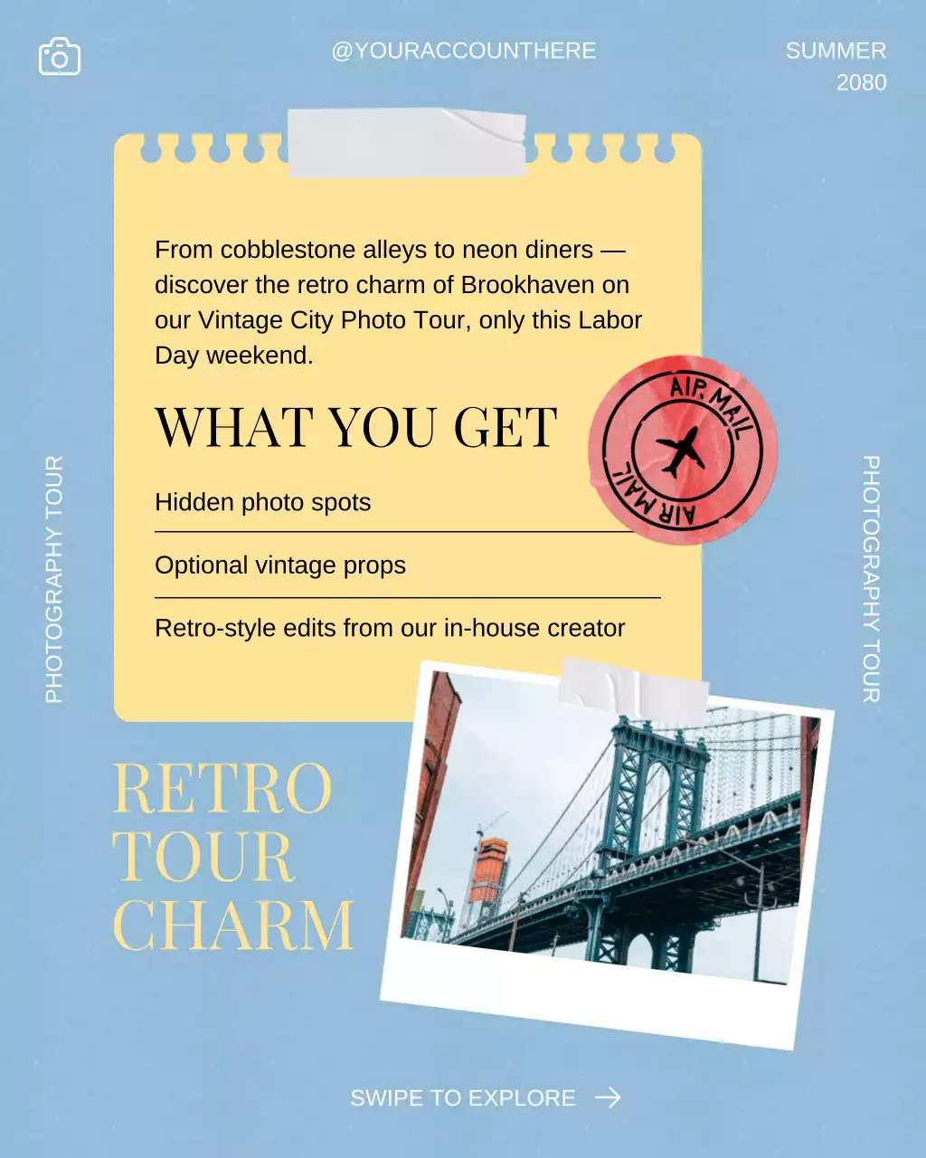 Memorable Photography Tour Promotion in Vintage Nostalgic Style for Instagram Post