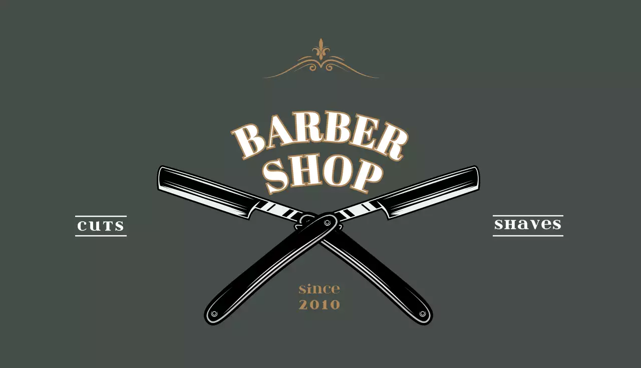 グレー クラシック 理髪店 名刺