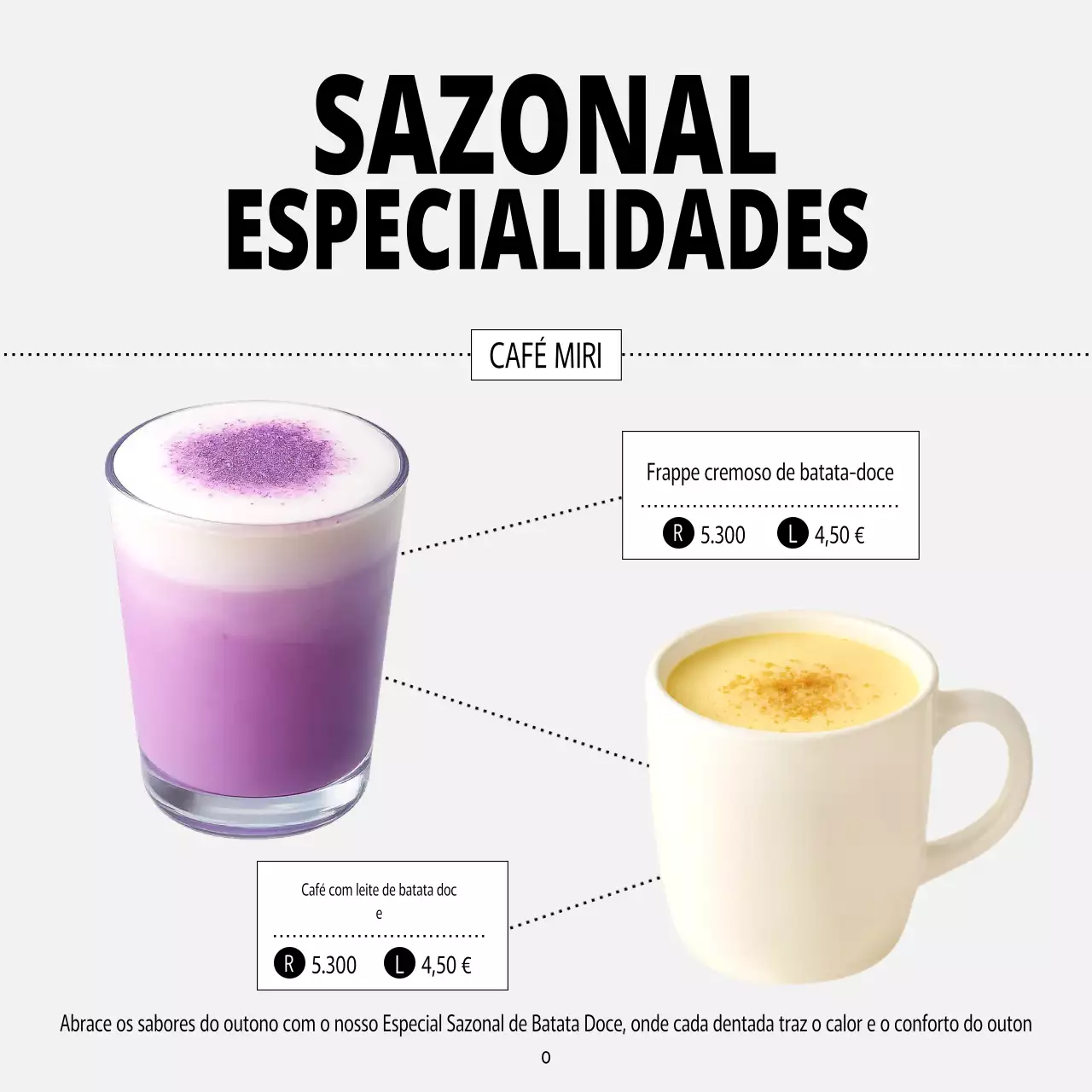 Promoção do Menu do Yeonbora Modern Cafe