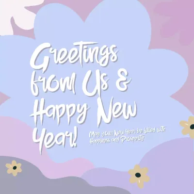 Pastel Whimsical New Year's Card Social Media Post
