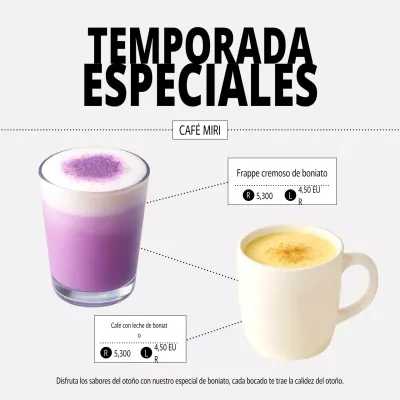 Promoción del menú del Yeonbora Modern Cafe