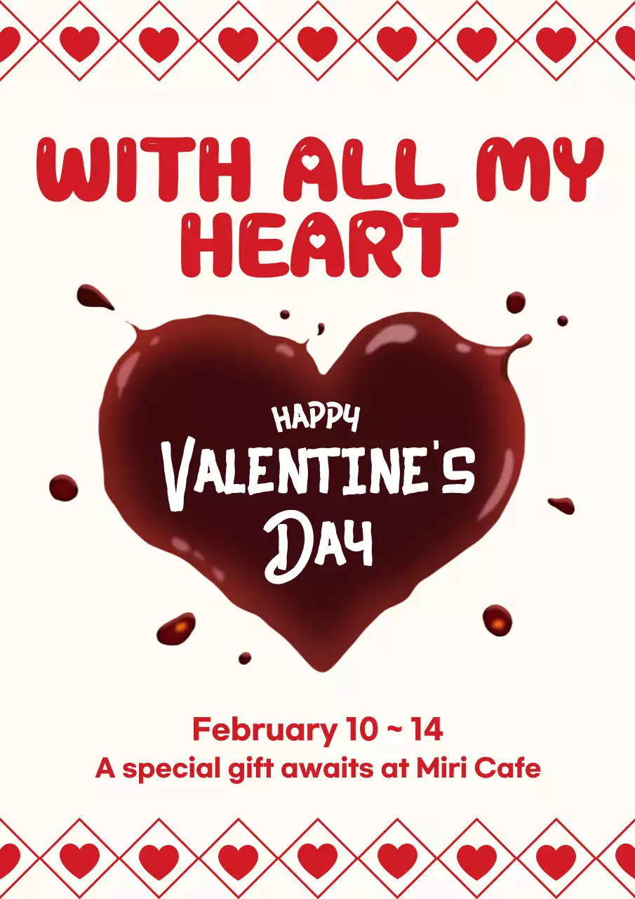 빨간색 테마의 귀여운 하트 모양 초콜릿