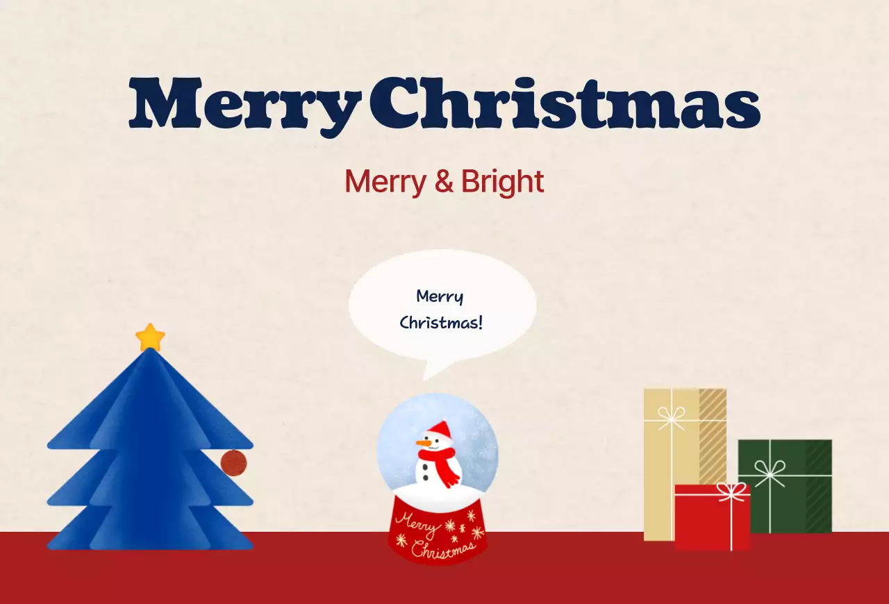 Kartu Natal Sederhana Biru