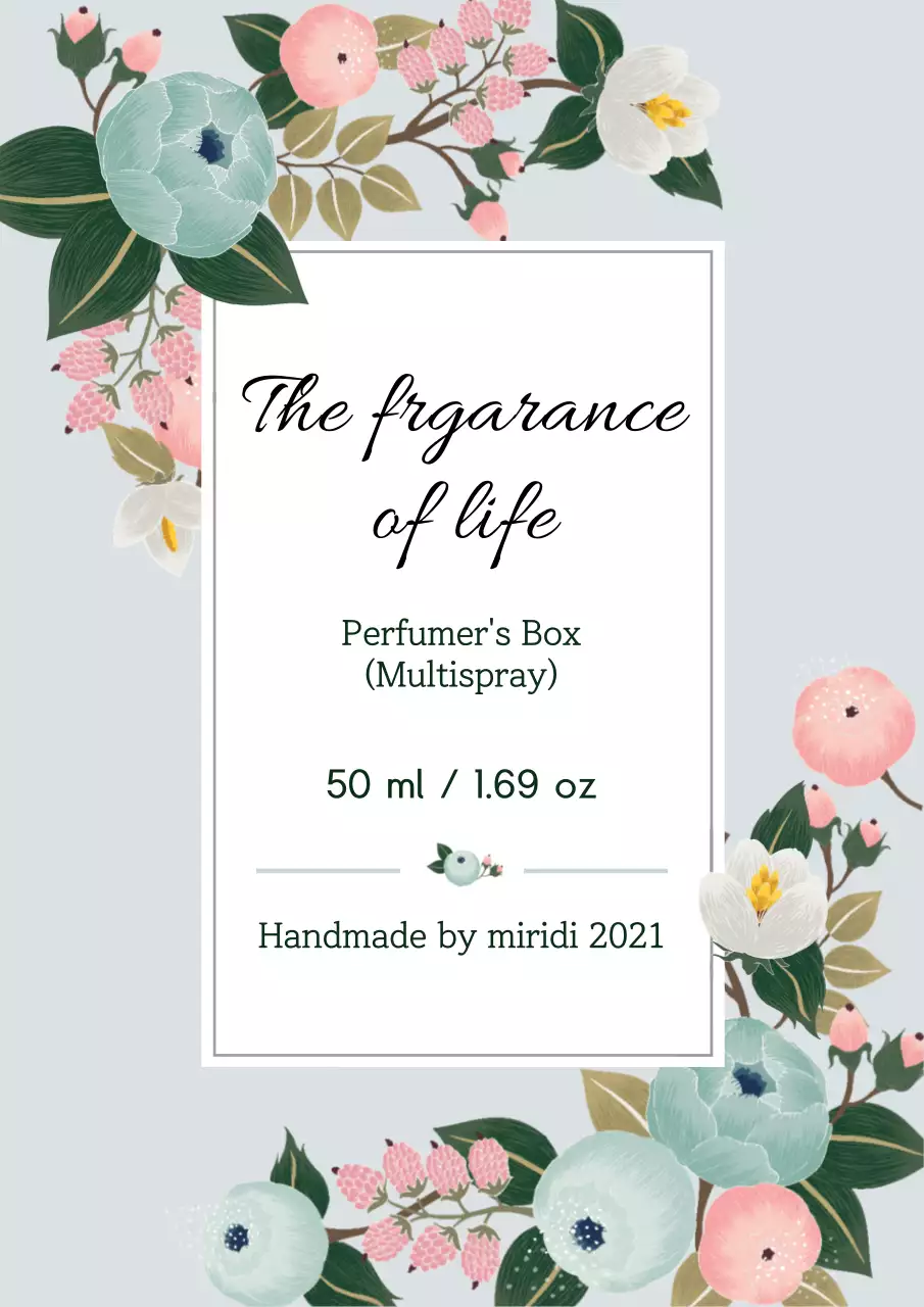 Grey Floral Perfume Label Poster