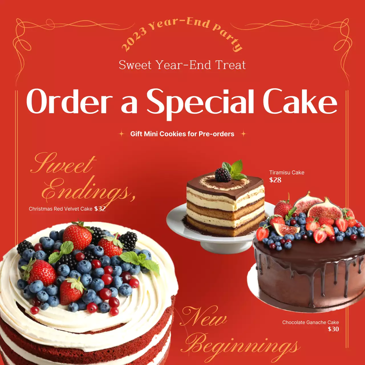 Khuyến mãi bánh hiện đại màu đỏ