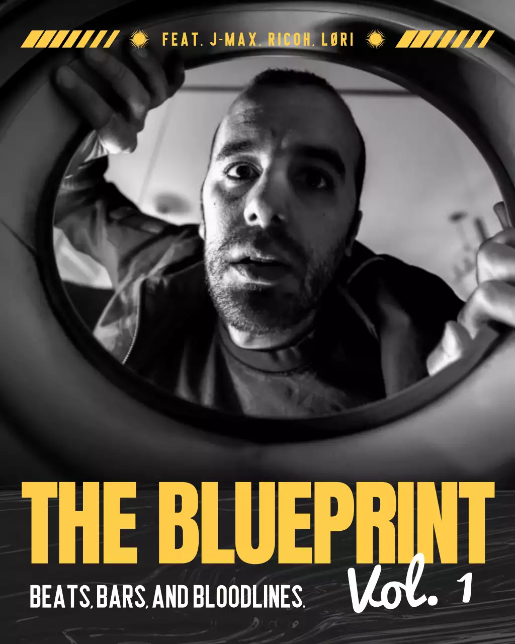 Black and Yellow Grunge Music Album Cover Instagram Post