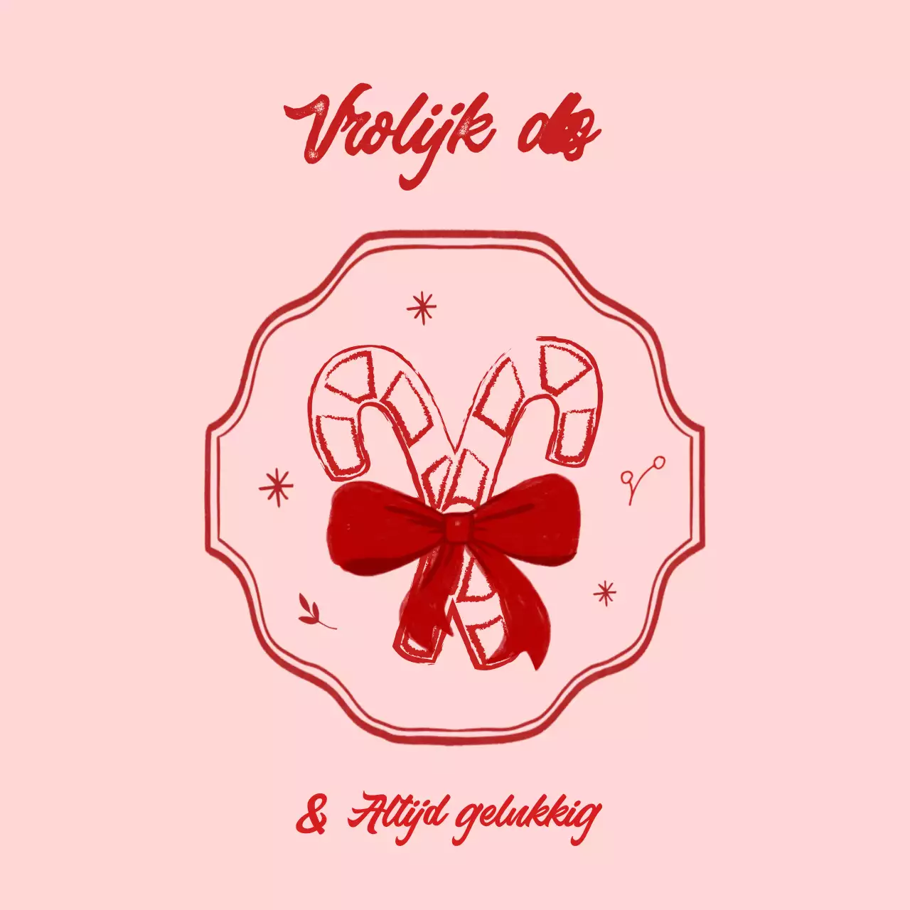 Roze baby kerstkaart