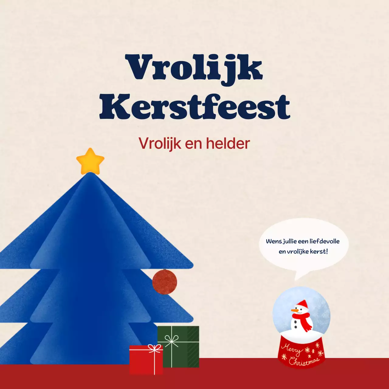 Blauwe eenvoudige kerstkaart