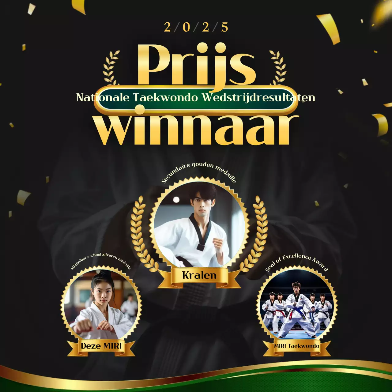 Zwarte Klassieke Taekwondo Medaille