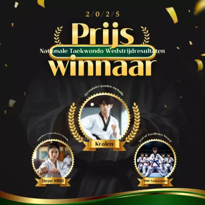 Zwarte Klassieke Taekwondo Medaille