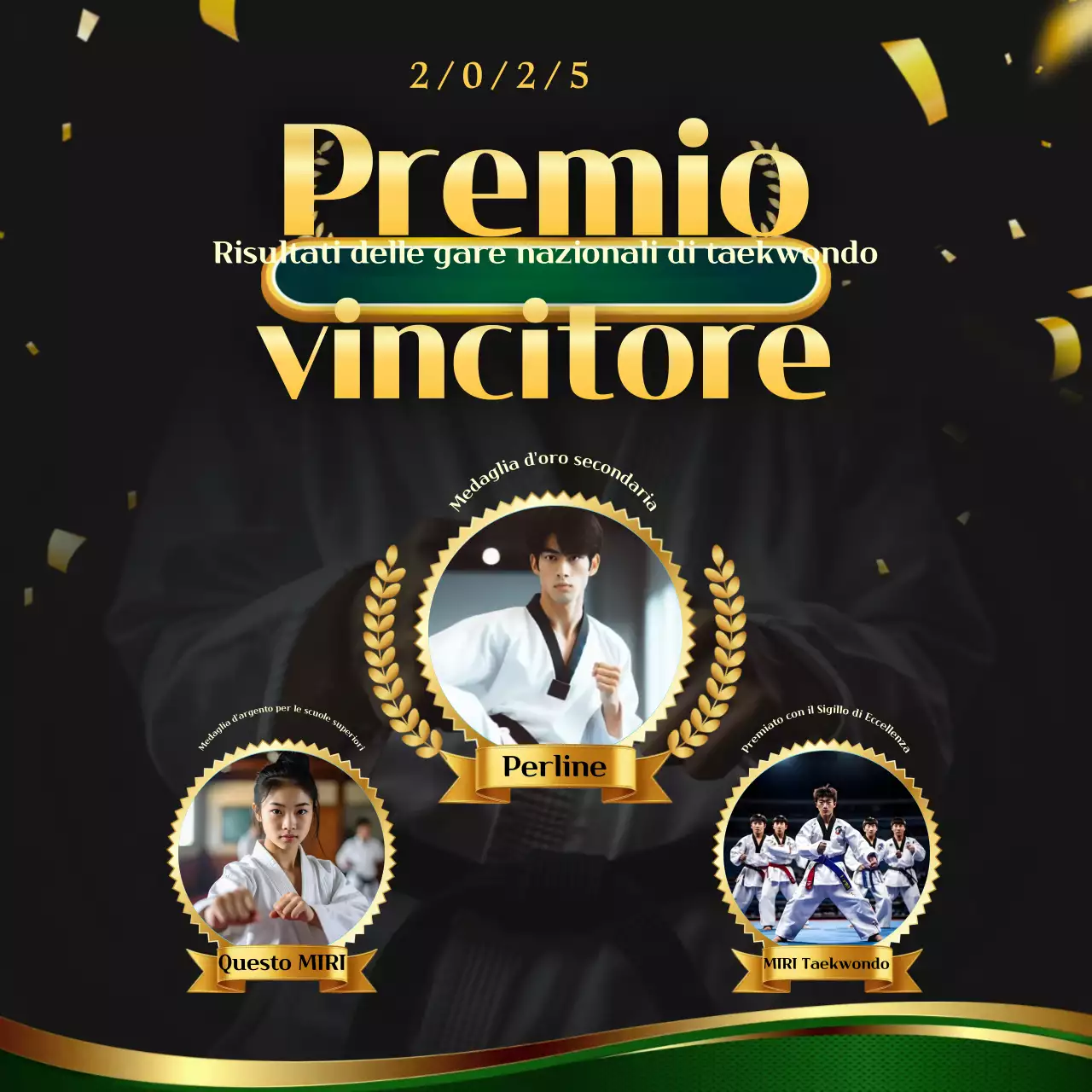 Medaglia classica nera di Taekwondo