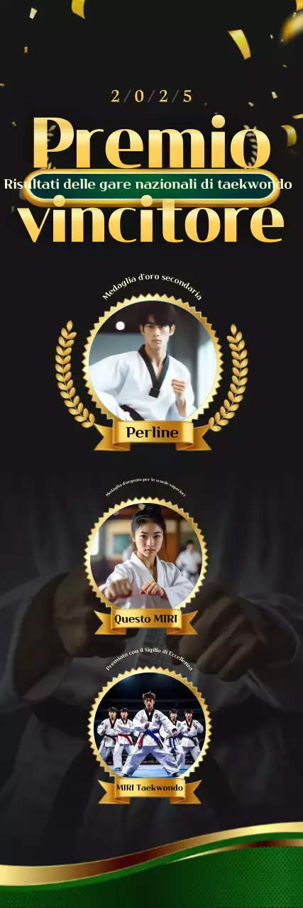 Medaglia classica nera di Taekwondo