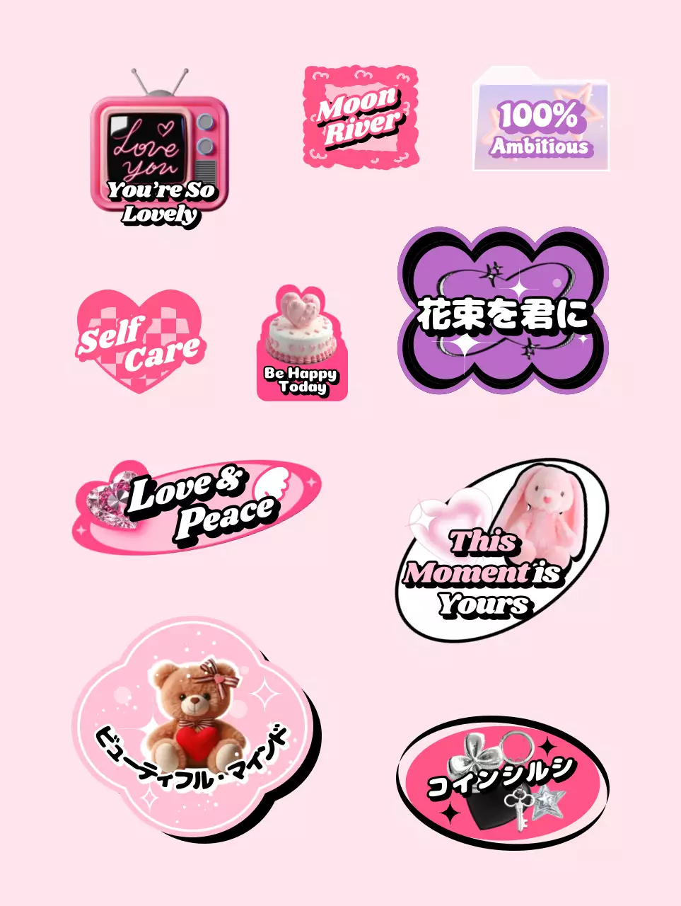 ピンク かわいい ステッカー シール キッチュ