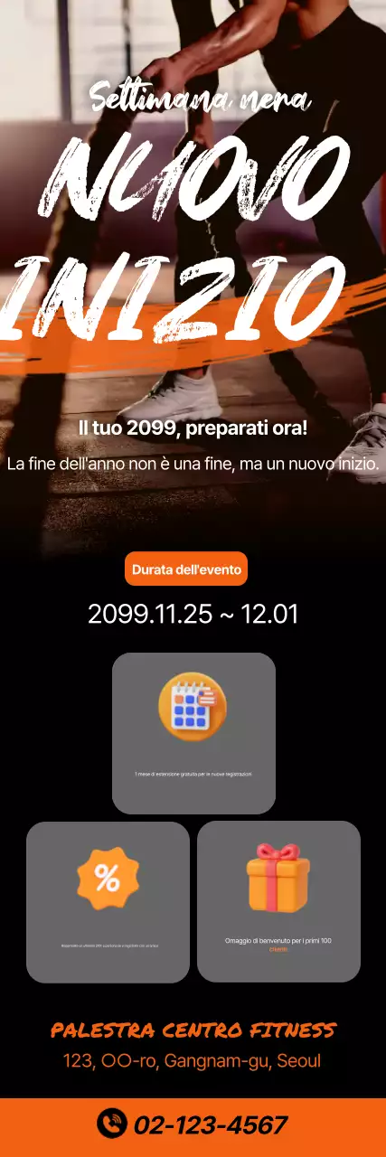 Evento di fitness moderno arancione