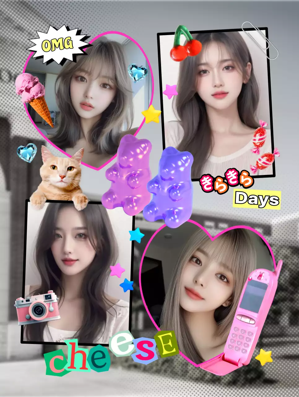 カラフル ポップ 写真 コラージュ ビンテージ