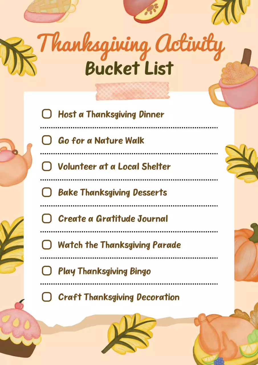 Orange Rustic Thanksgiving Planner Poster