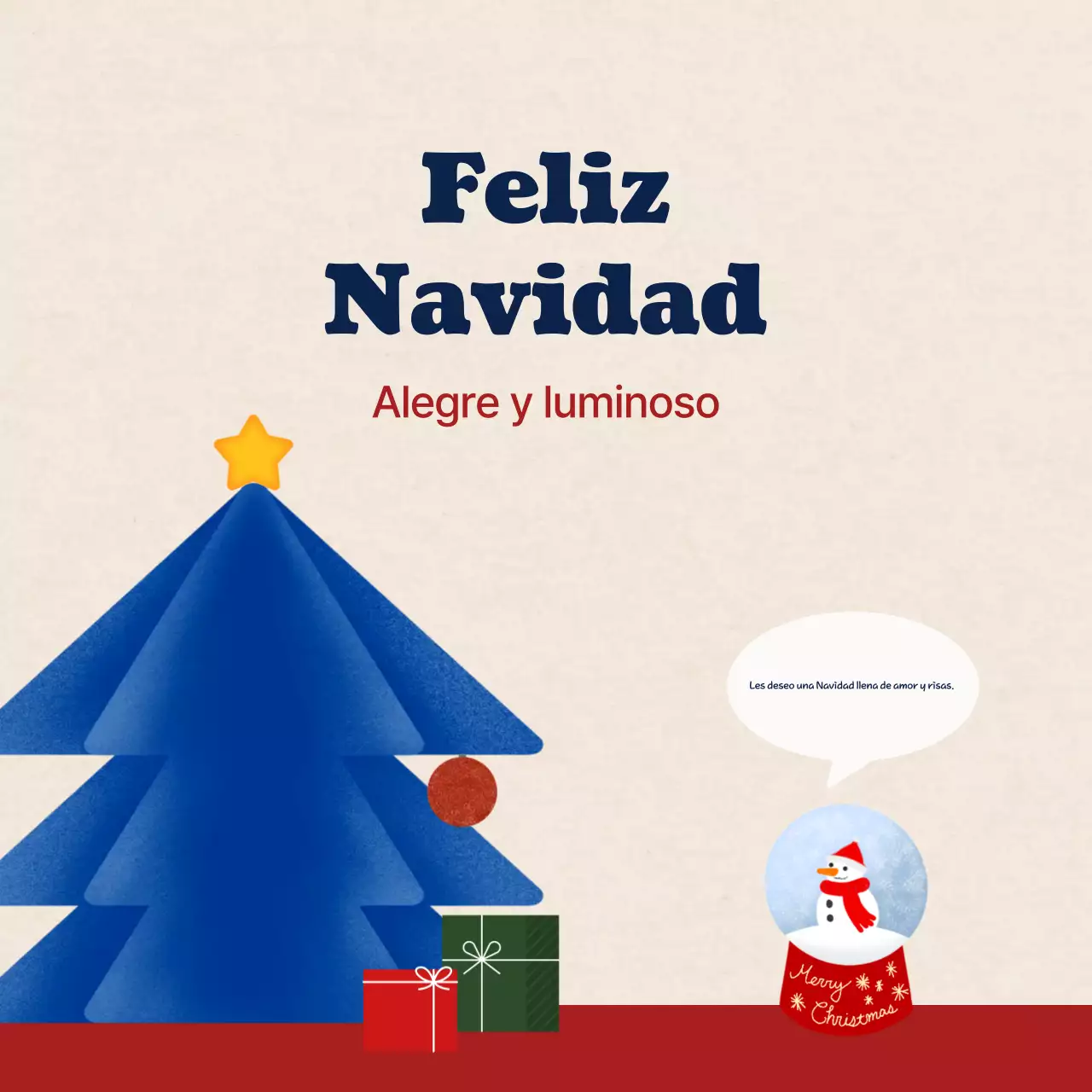 Tarjeta navideña sencilla azul