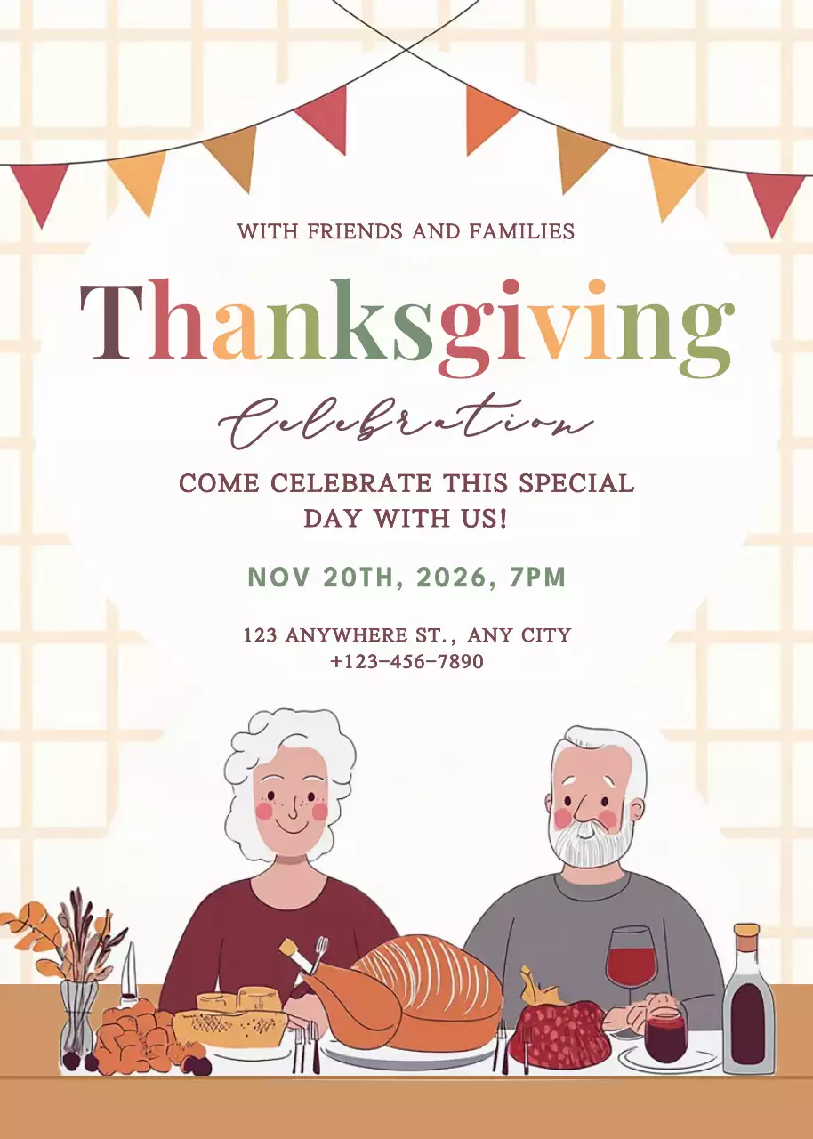 Beige Traditional Thanksgiving Invitation Poster