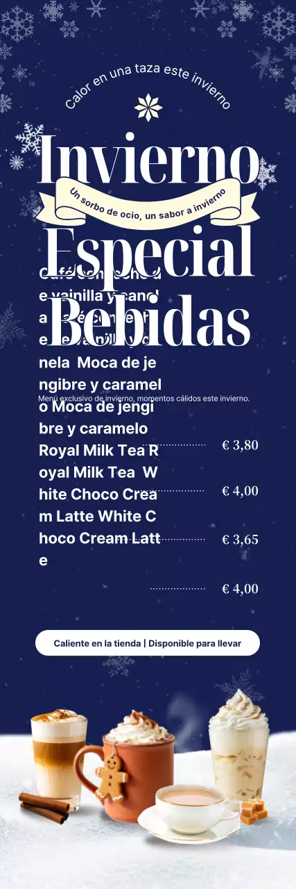 Promoción del menú de invierno moderno de la Marina