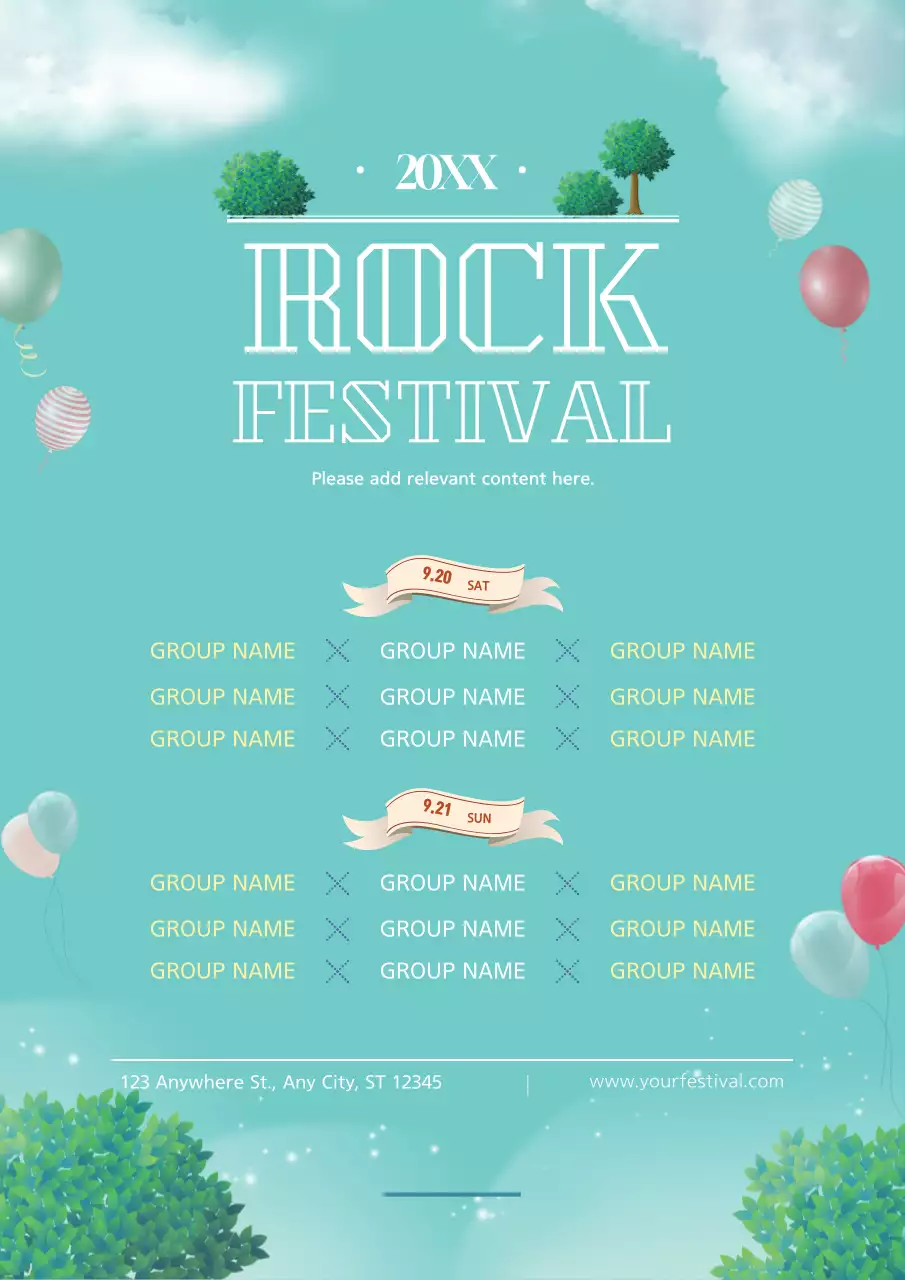 Teal Trendy Rock Festival Promotion Poster