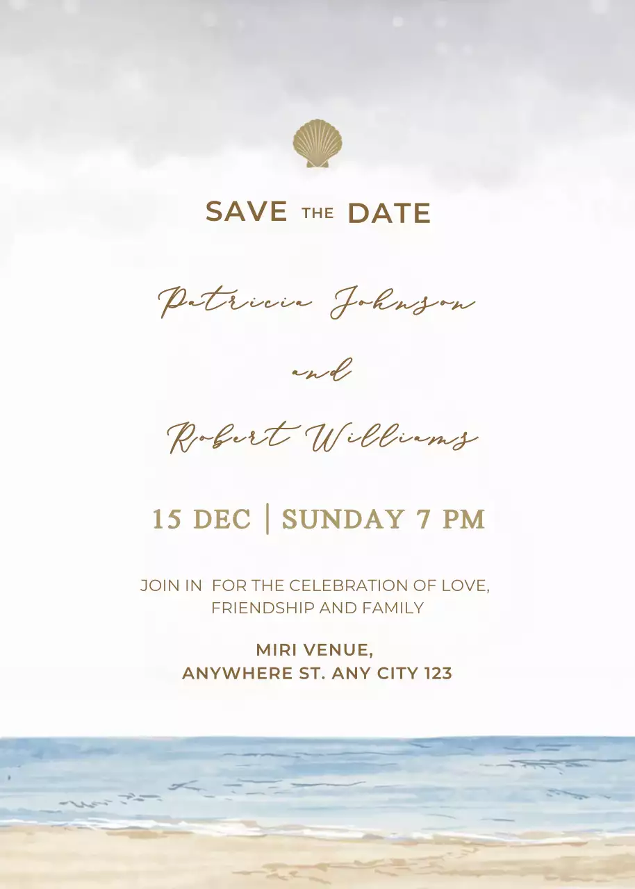 Beige gray blue wedding invitation elegant style