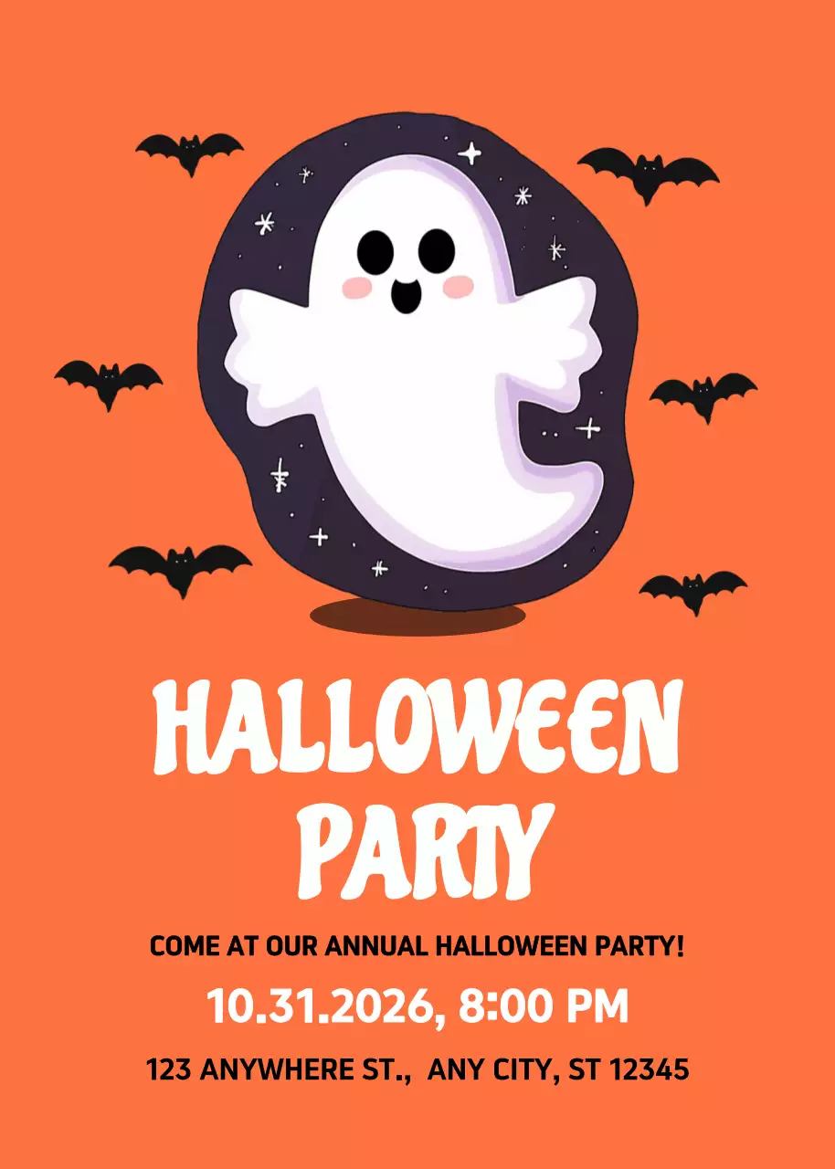 Orange Retro Halloween Invitation