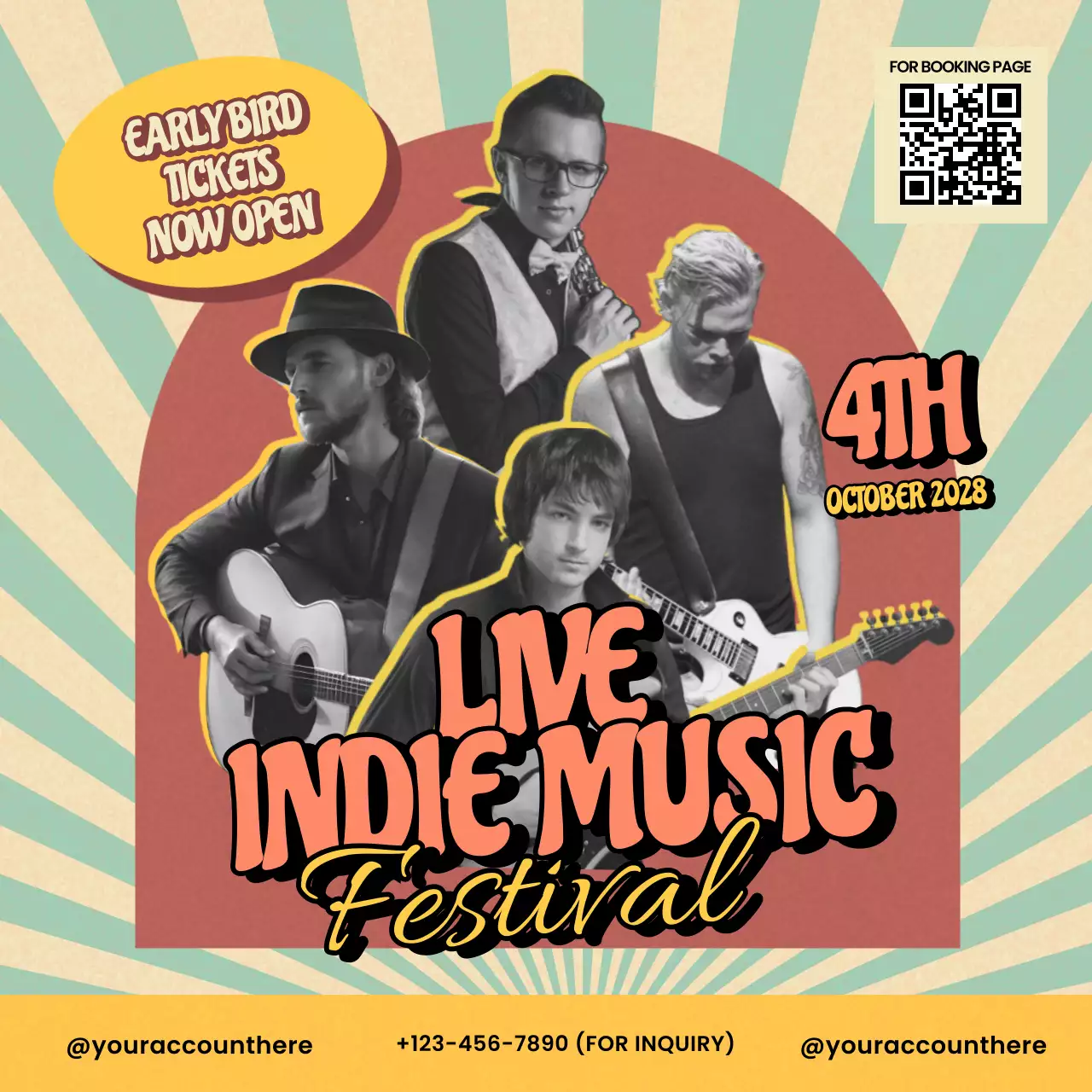 Beige Retro Music Promotion Social Media Post