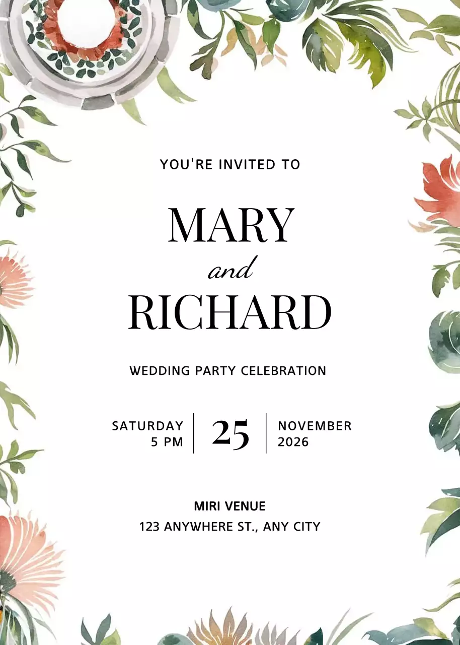 Thiệp cưới hoa xanh