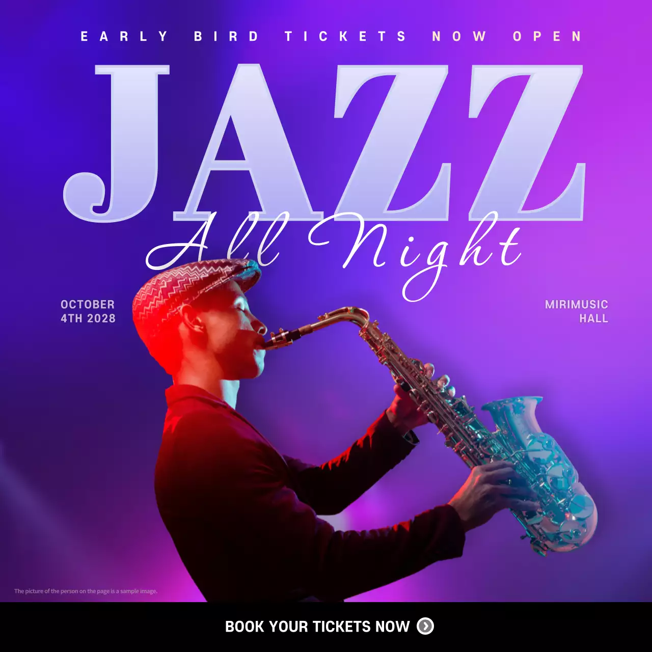 Purple Retro Jazz Event Social Media Post