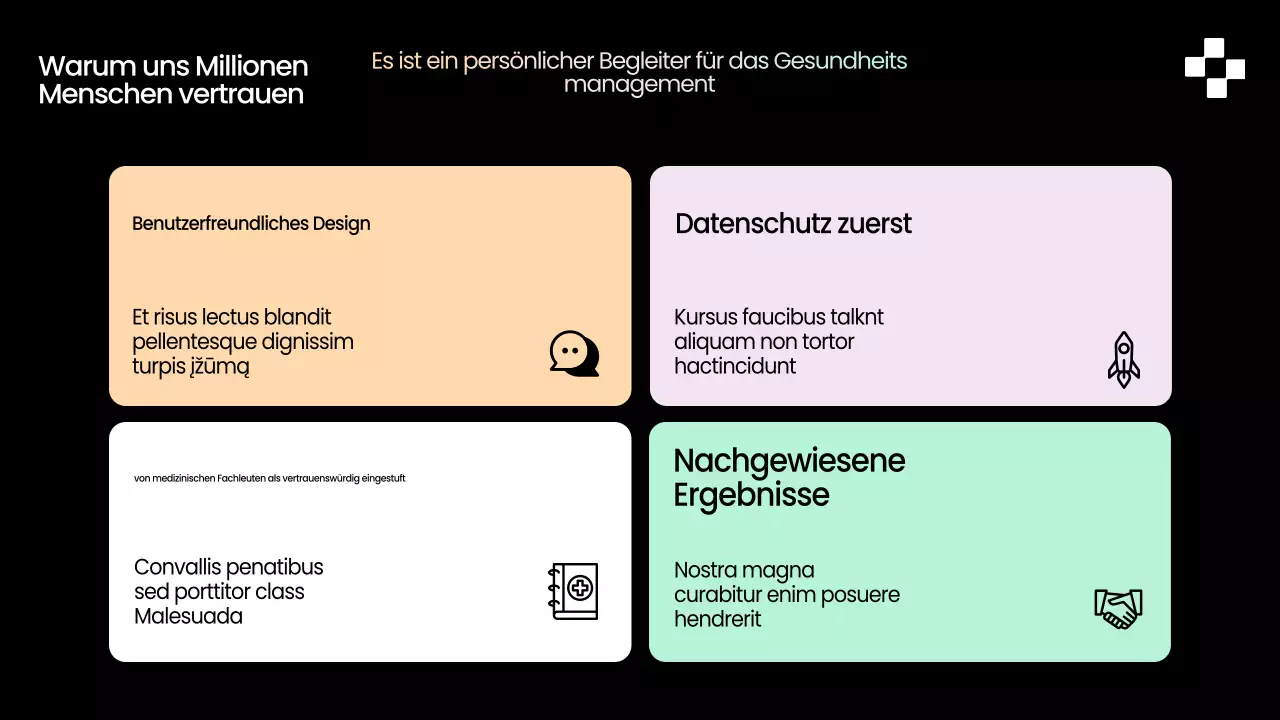 Schwarzer moderner Gesundheitsleitfaden