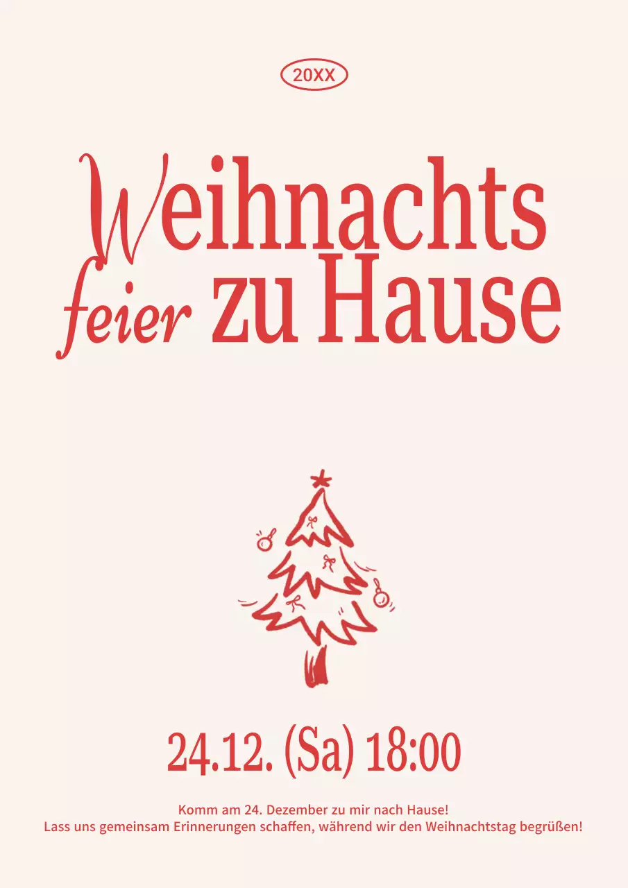 Rote klassische Weihnachtseinladung