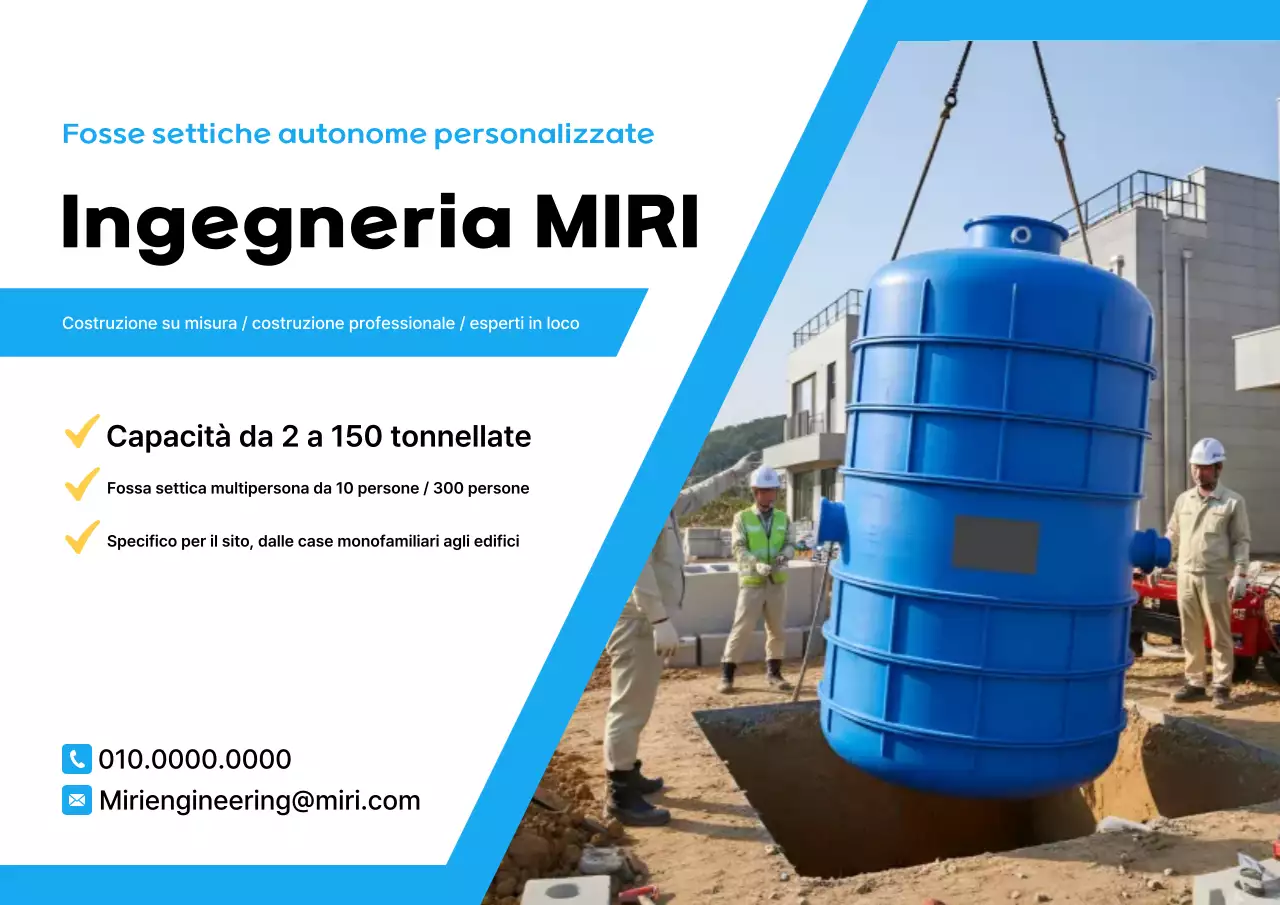 Pubblicità di fossa settica moderna blu