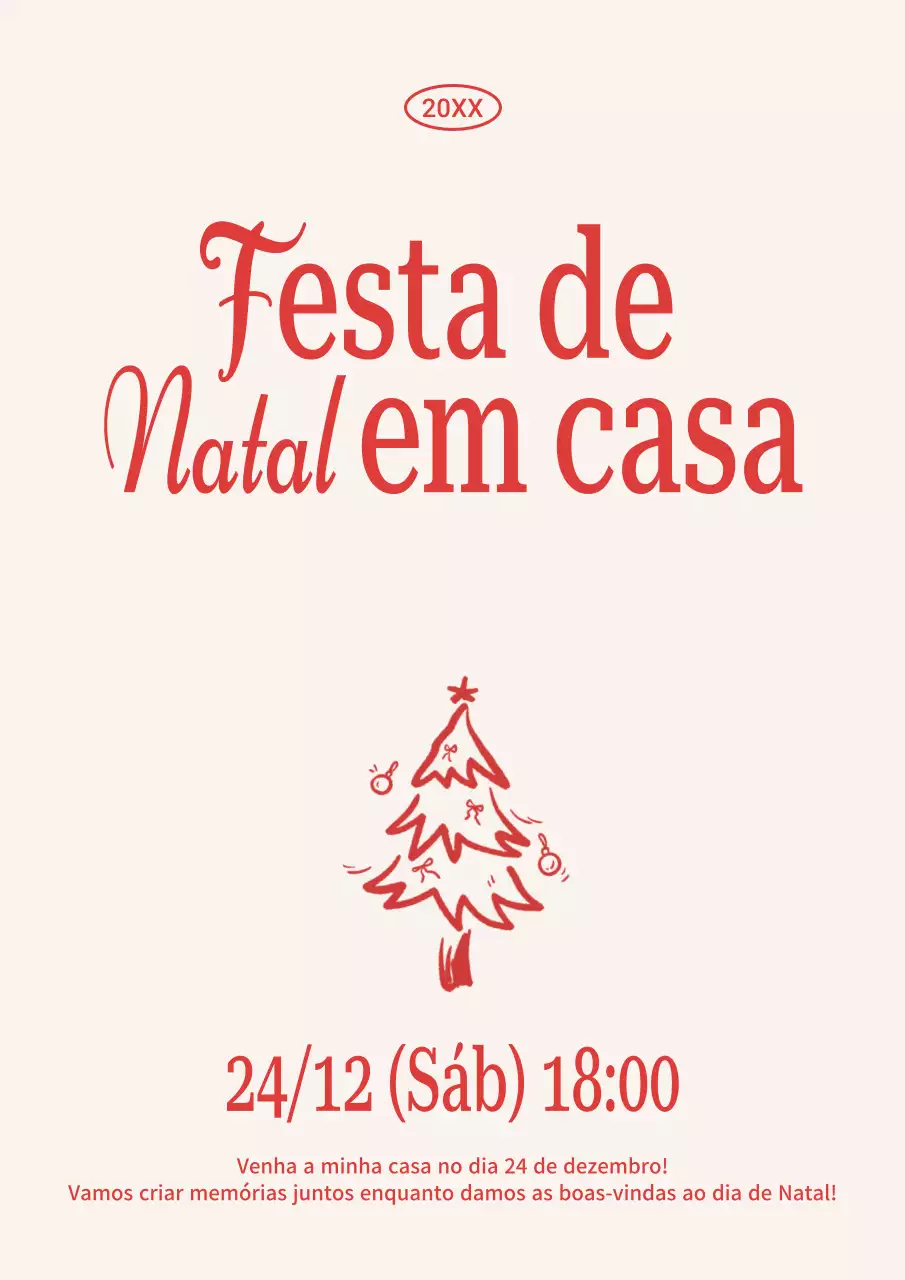 Convite de Natal Clássico Vermelho
