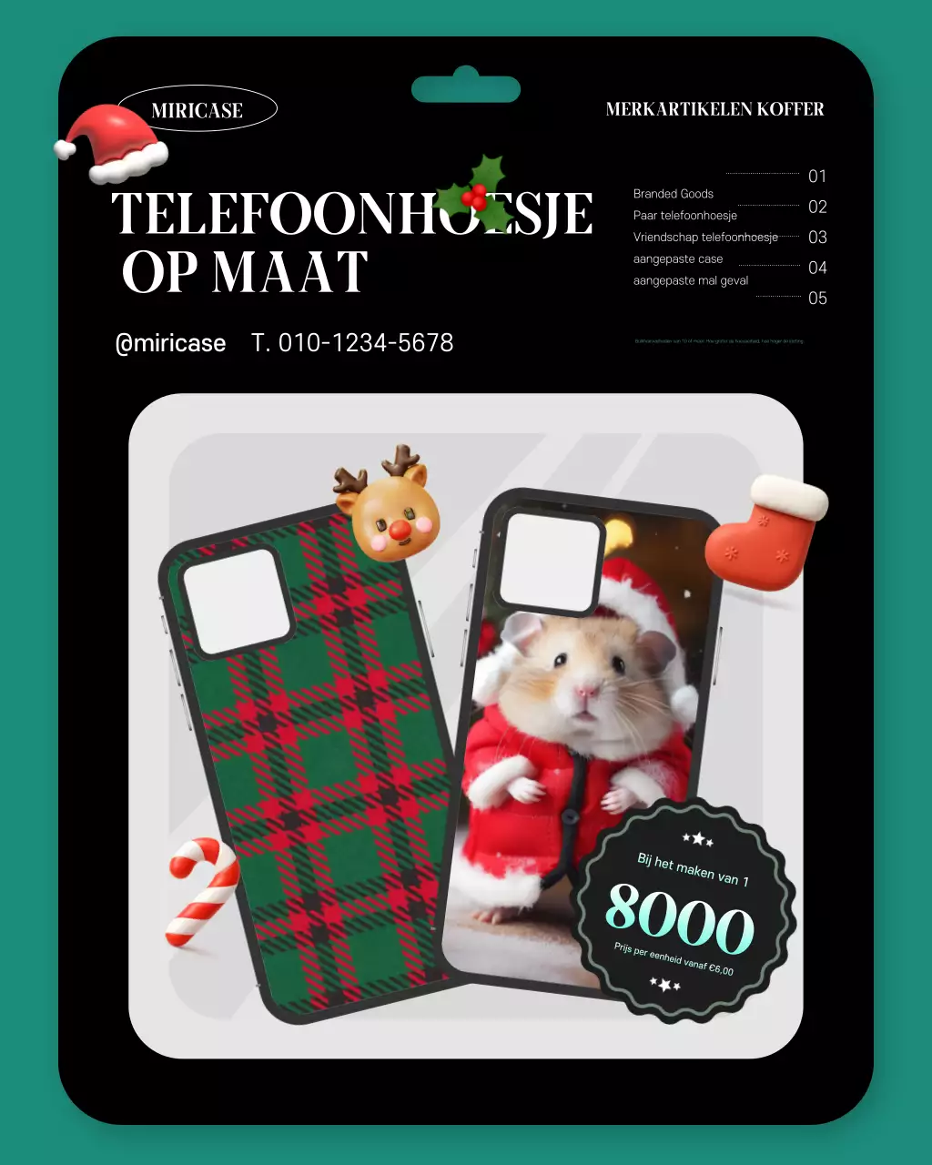 Advertentie voor een muntkleurige, eenvoudige telefoonhoes