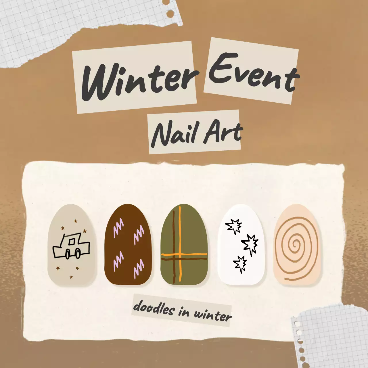 베이지 아기자기한 네일아트 이벤트